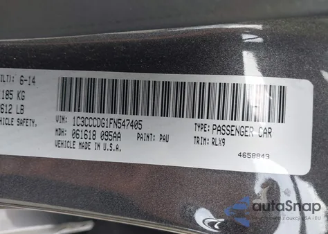 2015 Chrysler 200S из США, поврежденный, VIN 1C3CC3DG1FN547405